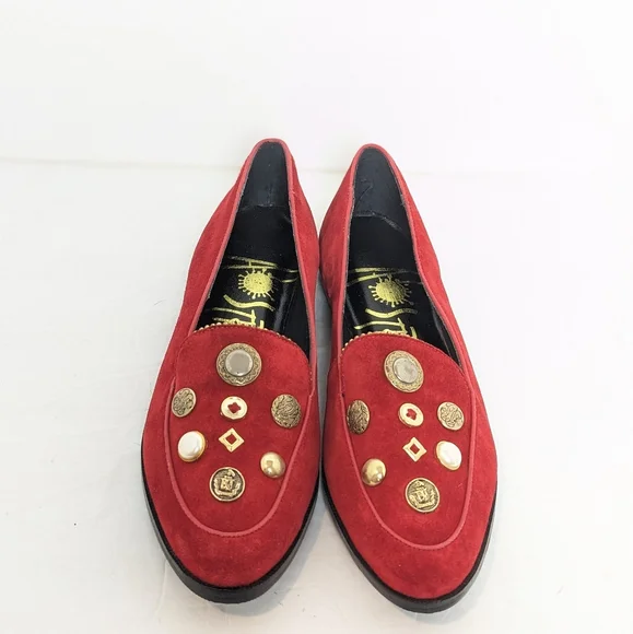 Vintage 80-90s red suede flats - Picture 6 of 16